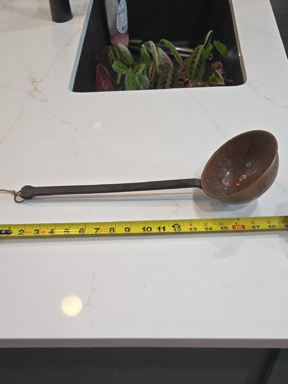 Antique Long Handled Metal Ladle - Copper